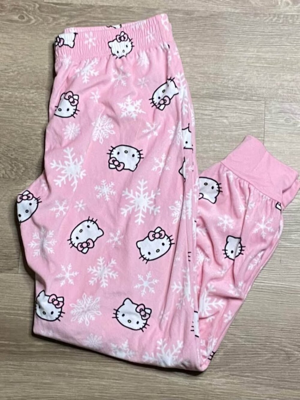 Hello Kitty Pink Snowflake Terry Cloth Lounge Pajama Pants Size Small 4/6 Cozy S